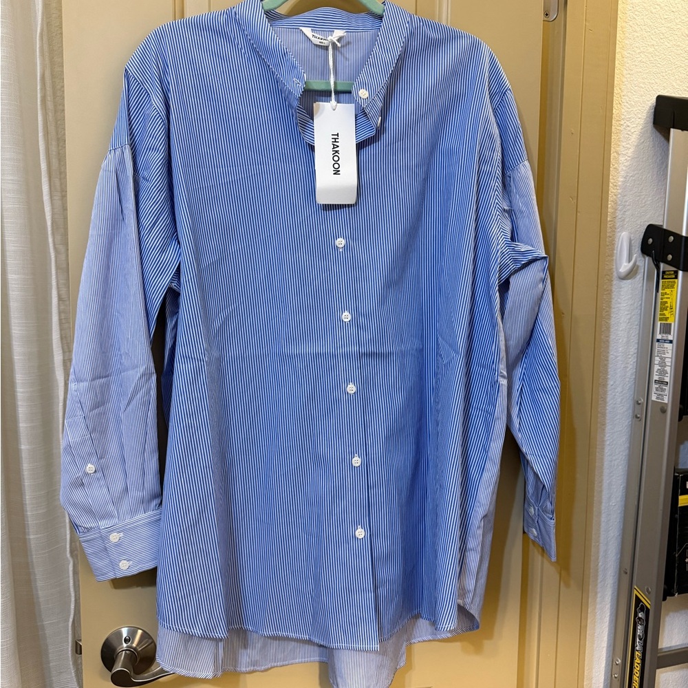 Thakoon Blue Striped Shirt Size L